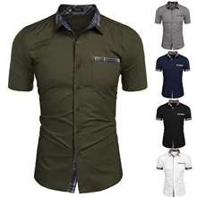 Chemise à manches courtes et à revers pour homme, haut fin et décontracté, de couleur unie, à la mode, pour le travail, haut de gamme