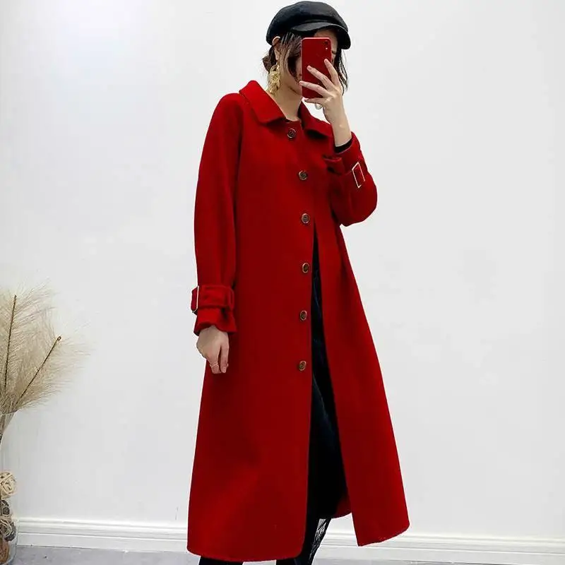 2019 новый осенний женский зимний винтажный длинный шерстяной жакет в стиле кэжуал