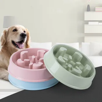 

1Pcs Prevent Obesity PP Plastic Feeder Dish 3Colors Pet Feeding Portable Slow Down Eating Dog Food Bowls Puppy Supplies