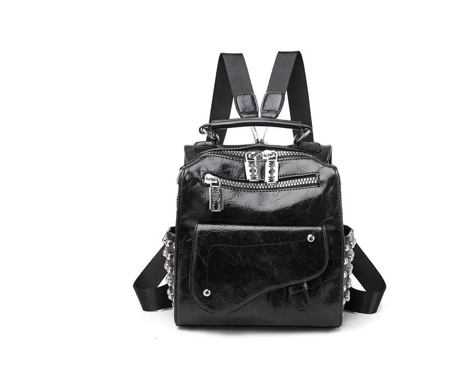 Ladies Backpack School Rucksack Bags Party Solid Pu Leather Zipper Pink Fashion School Bags For Teenagers Mochila Travel Bookbag