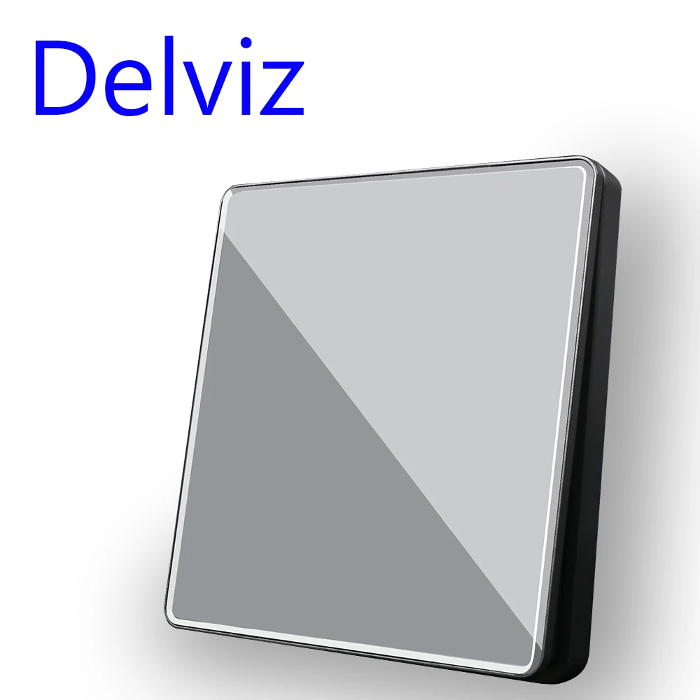 Delviz Crystal glass Switch, 1-2-3-4 Gang 2 Way, Grey panel Cable TV socket, RJ45 Computer Outlet, E