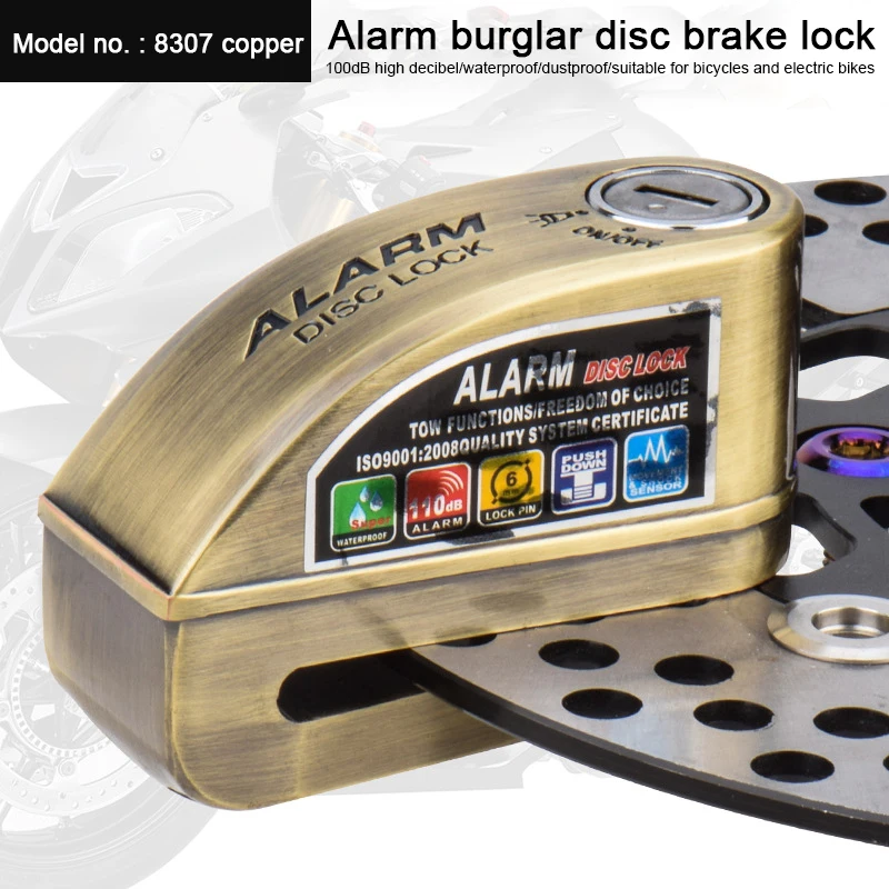 Alarm Disc Brake Lock Motorcycle Anti theft Lock Electric Car Brake