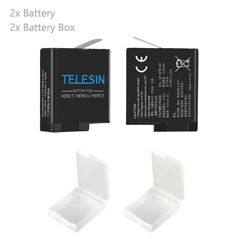 Battery TELESIN 2 шт батареи и 3 слота батареи Wifi Пульт дистанционного управления зарядное устройство с батарейным отсеком для хранения для GoPro Hero 5 Hero 6 7 8 - Цвет: Battery