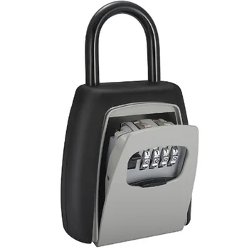 

Hot Password Key Box Grey Four-Digit Password Lock Padlock Type Free Installation Padlock Key Lock Box Key Storage Lock Box