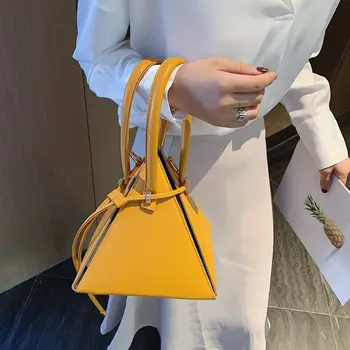 

Women Casual Smaller Design Triangle Women Bag PU Pyramid Women's Handbag Carry Cool Messenger Crossbody Bag New 2020 Fashion