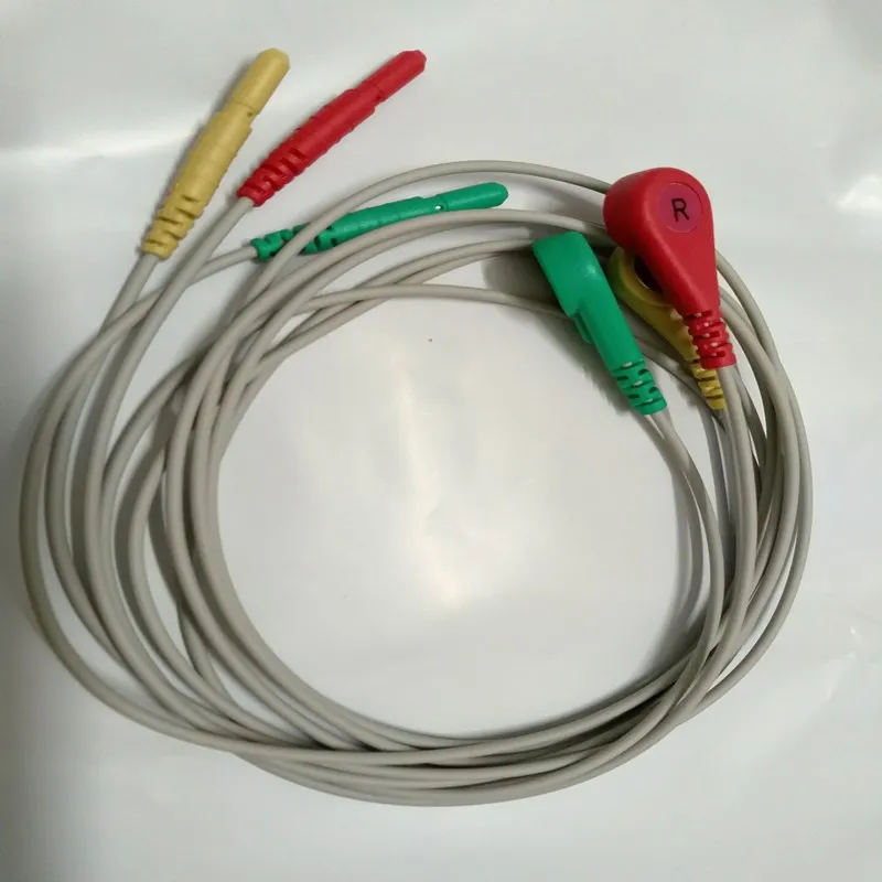 5 шт./лот AAAMI holter рекордер ЭКГ leadwire, 3 провода, оснастки, IEC D1.5 к оснастке 4,0 Holter кабели для Holter ЭКГ машина