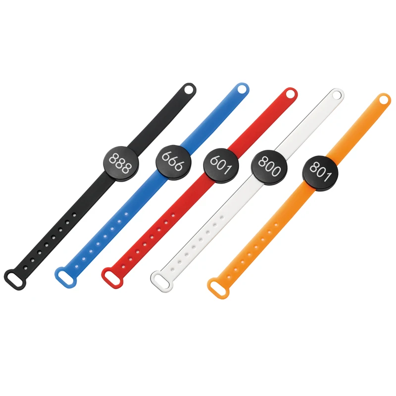 

RFID Wristband Sauna Cabinet Locker Electronic Key Silicone Bracelet Customized Number Lasered Different Color Optional