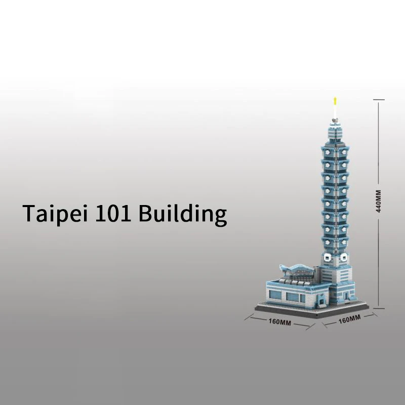 Знаменитая архитектура, королевское здание Тайбэя 101, строительные блоки, мини-частицы, сборные развивающие игрушки, подарки для детей - Цвет: Tai bei 101