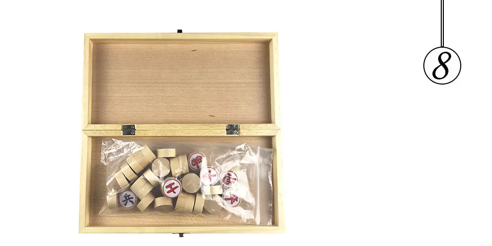 Easytoday Solid Wood Chinese Chess Folding Chessboard Circular Chinese Chess Pieces Entertainment Game Standard Configuration (8)