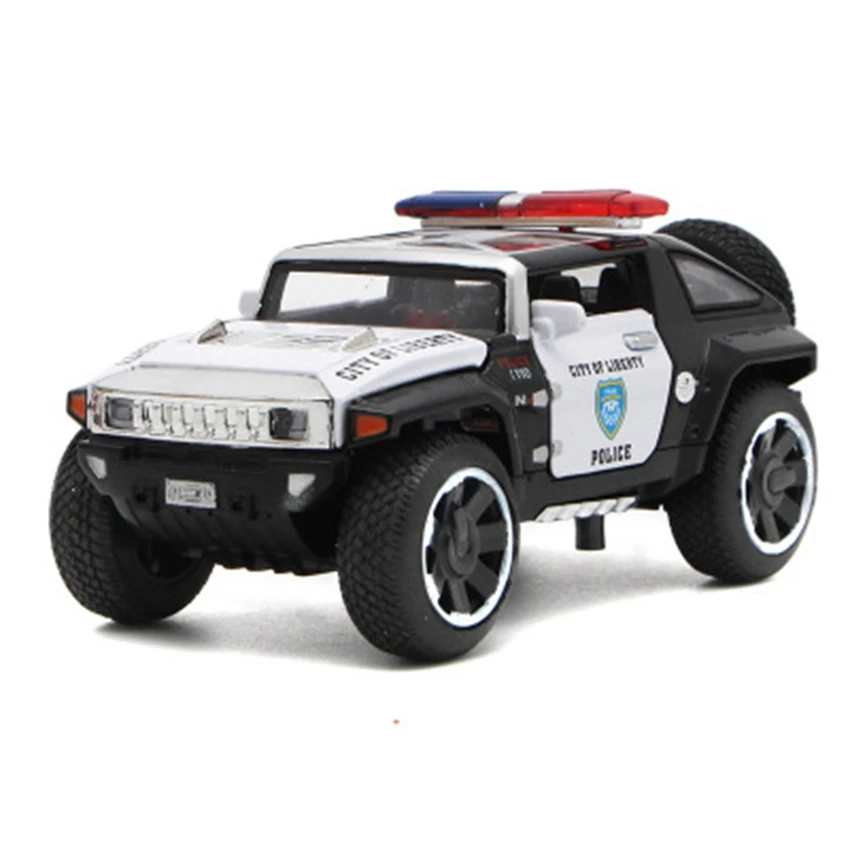 New Hummer HX police car concept car model alloy back sound and light children toy car children birthday gift - Цвет: Черный
