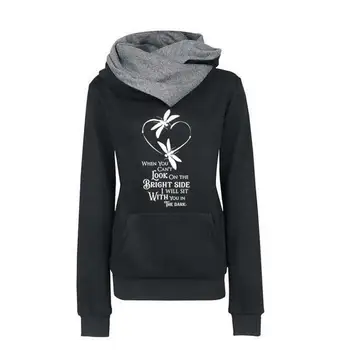 

Hoodies For Women Cute Personality Dragonfly Print Lapel Hooded Sweatshirt Femmes Hoodies Women Funny Cotton Thick Youth Buckle