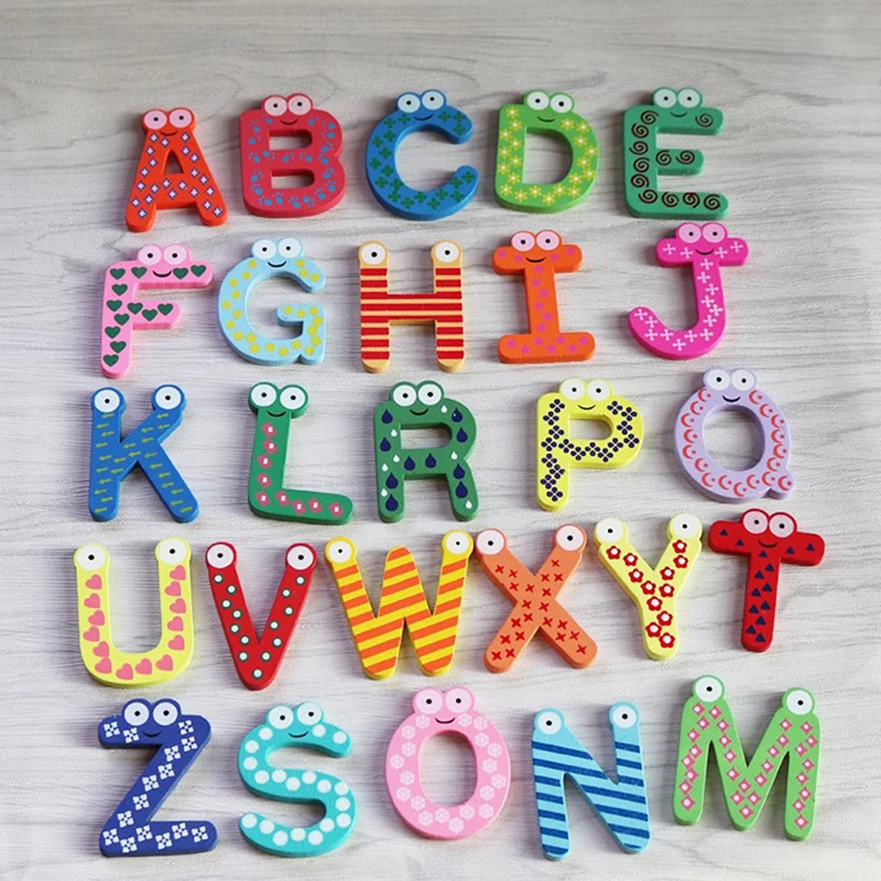 Fun Wooden Magnetic Fridge Magnet Numbers &Alphabet Letters Educational Kids Toy 