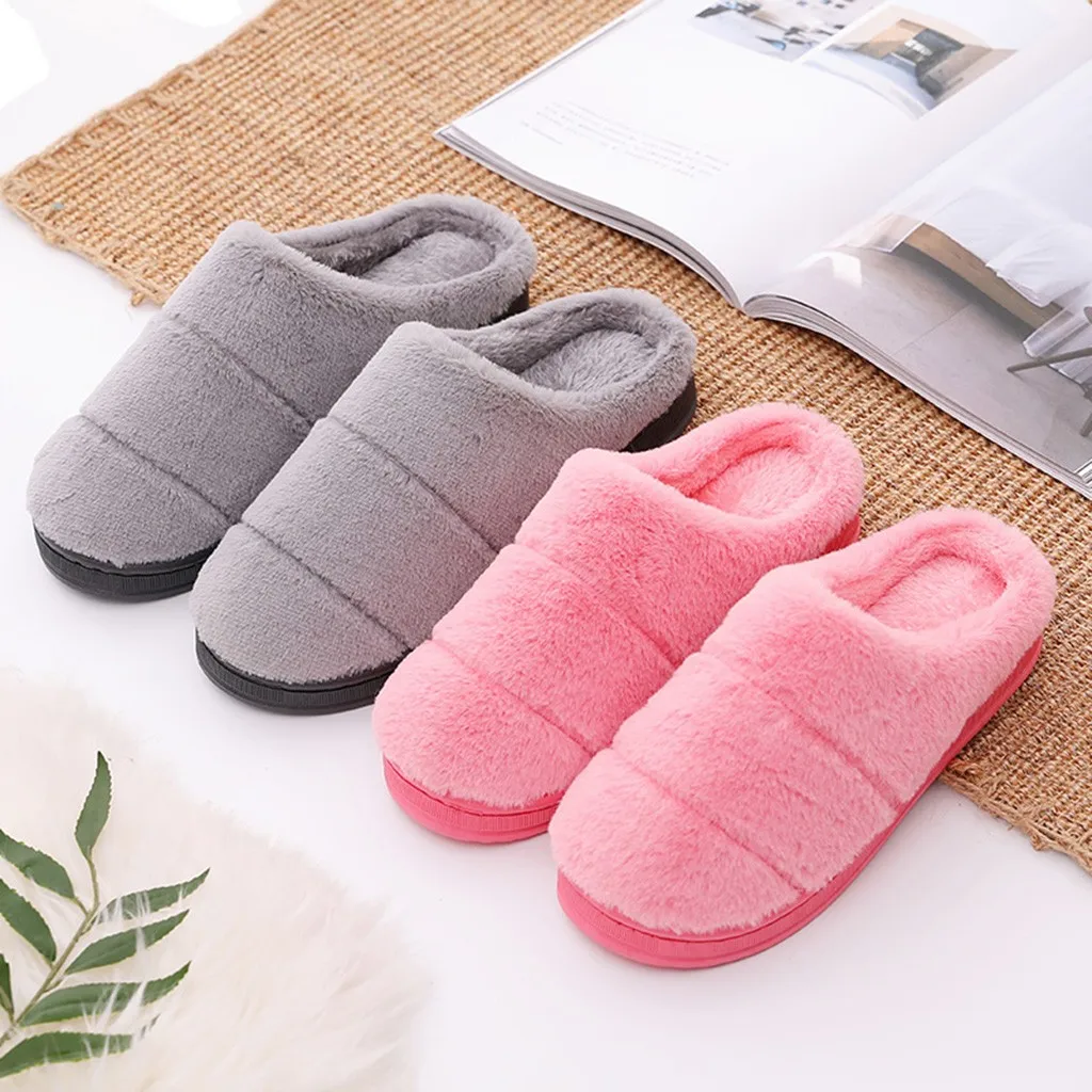 

Women Winter Home Slippers Ladies solid Fur Warm Slides Indoor Soft Casual Shoes for Women slipper Plus Size flip flop Drop ship