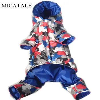 

MICATALE Dogs Winter Jumpsuit Camouflage Four Legs Warm Pet Dog Clothes for Small Dogs Thick Inside Overalls for Chihuahua XS-L