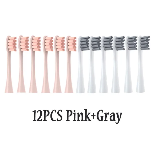 12PCS Replacement Brush Heads for Oclean X/ X PRO/ Z1/ F1/ One/ Air 2 /SE Sonic Electric Toothbrush DuPont Soft Bristle Nozzles 6Pink6Gray