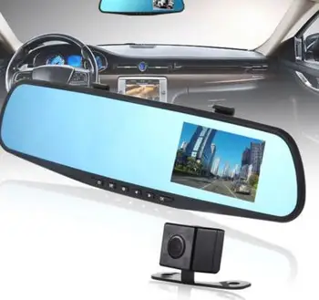 

Dual Lens HD 1080P 4.3" Car DVR Rearview Mirror Camera Dash Cam Video Recorder Diaplay Mirror Car Charger Mounting Strap