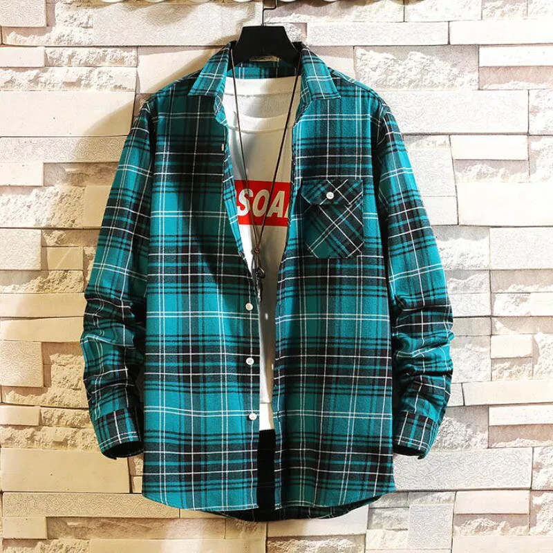 Men Shirts Long Sleeve Cotton Business Casual Shirt Men Long Sleeved High Quality Fashion New Arrival Men's Plaid Shirts Cotto