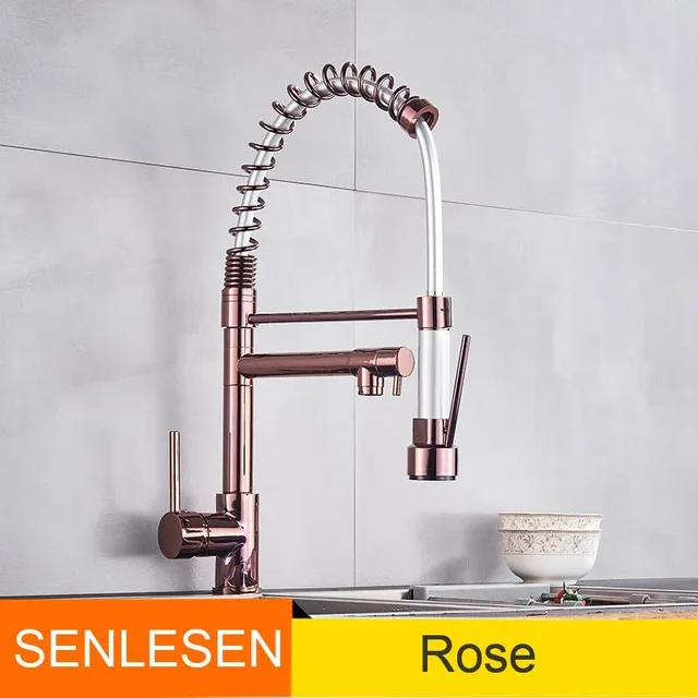 rose nickle Senlesen выдвижной распылитель, кухонный кран с одной ручкой, смеситель для горячей и холодной воды, кран для кухни, хром/бронза, латунь - Цвет: rose nickle