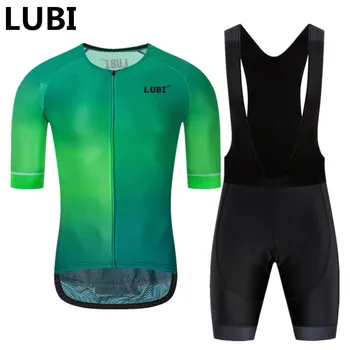

LUBI Pro Cycling Jersey Set Men Summer Bib Short Kit Wear MTB Clothes Suit Bike Clothing Road High Density Sponge Pad Long Ride