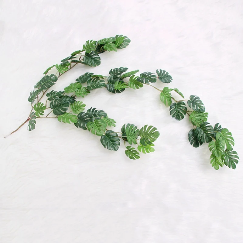 Инс ветер искусственного растения черепаха тростника вешалка зеленый лист семья Свадьба Сад Искусственный цветок для декорирования лозы
