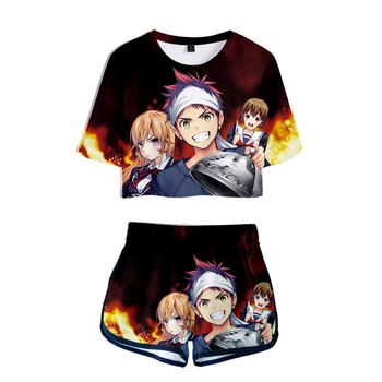 

Anime Food Wars Modis Hot Sexy Two Piece Sets Soft T-shirt and Elastic Shorts Kpop Harajuku comfortable Sexy Style Tops