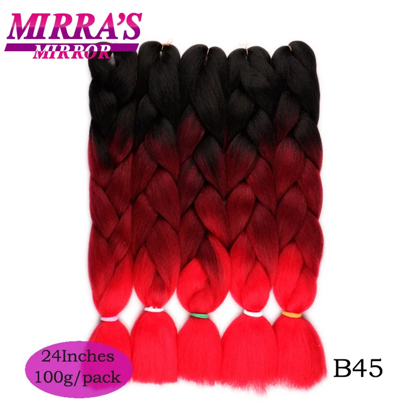 Mirra's Mirror 5 шт., 3 тона, Омбре, огромные косички, волосы для плетения, коричневые синтетические волосы для наращивания, Омбре, вязанные крючком волосы, 24 дюйма, 100 г