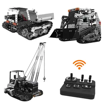 

DIY Building Blocks Stainless Steel 2.4G Remote Control Crawler Dump Truck Building Blocks Remote Controlled Crawler Forklift