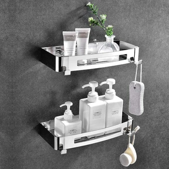 

Bathroom Shelves Tray Stand Storage Rack Anti Bacteria No Drilling Shower Shelves Adhesive Storage Basket for Shampoo
