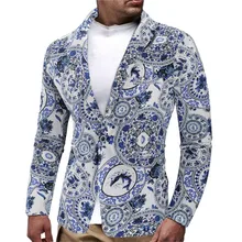 JAYCOSIN, Blazer étnico Vintage, chaqueta fina para hombres, abrigo estampado Floral, traje ajustado para hombres, ropa de marca 2019, abrigos de otoño 9801