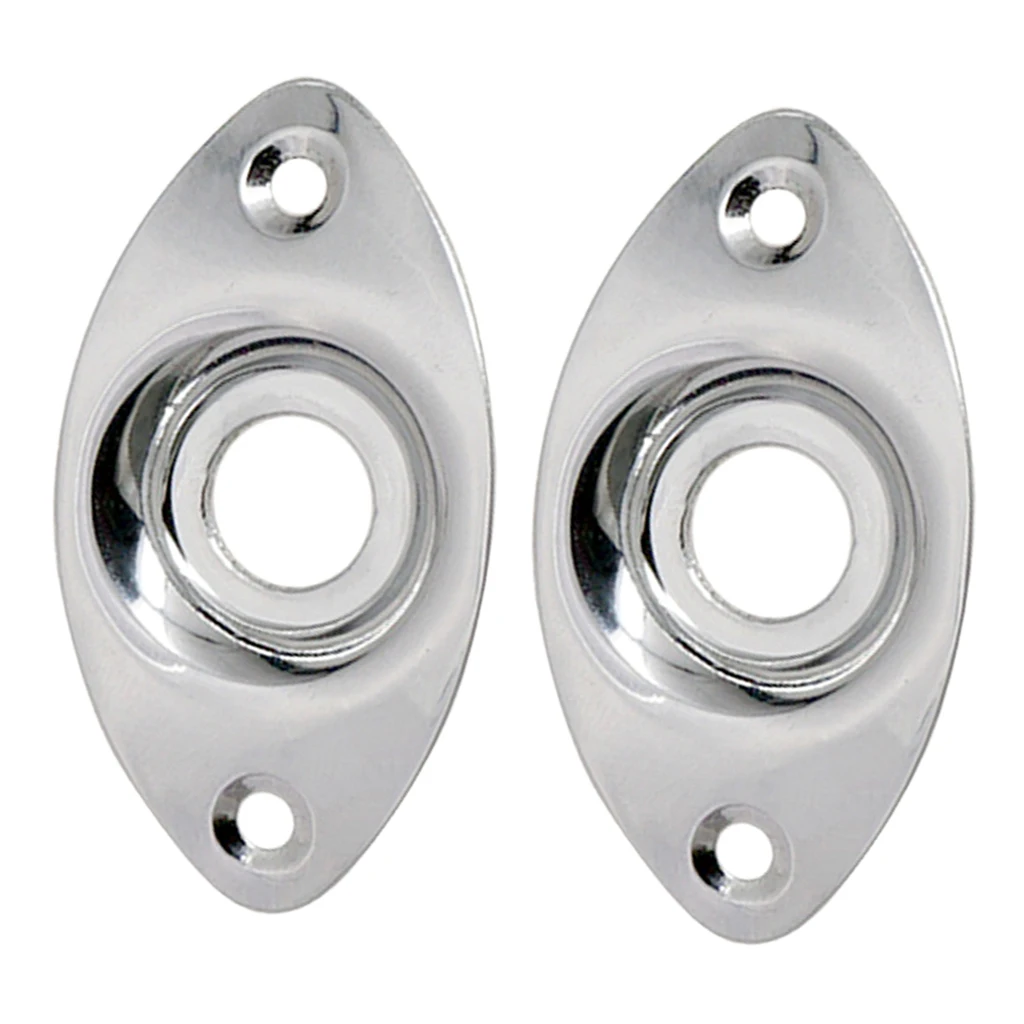 Tooyful 2pc Electric Bass Guitar Jack Output Input Socket Cover Plate with 2 Mounting Screws for Oval Style
