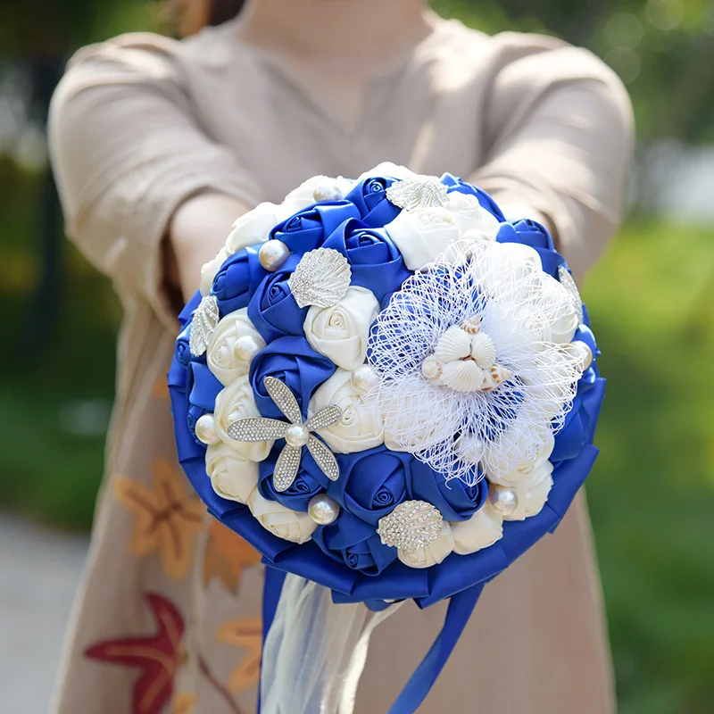 

2019 New Ball Custom Colors Wedding Flowers Bridal Bouquets Artificial Pearls Crystal Wedding Bouquets Bouquet De Mariage Rose