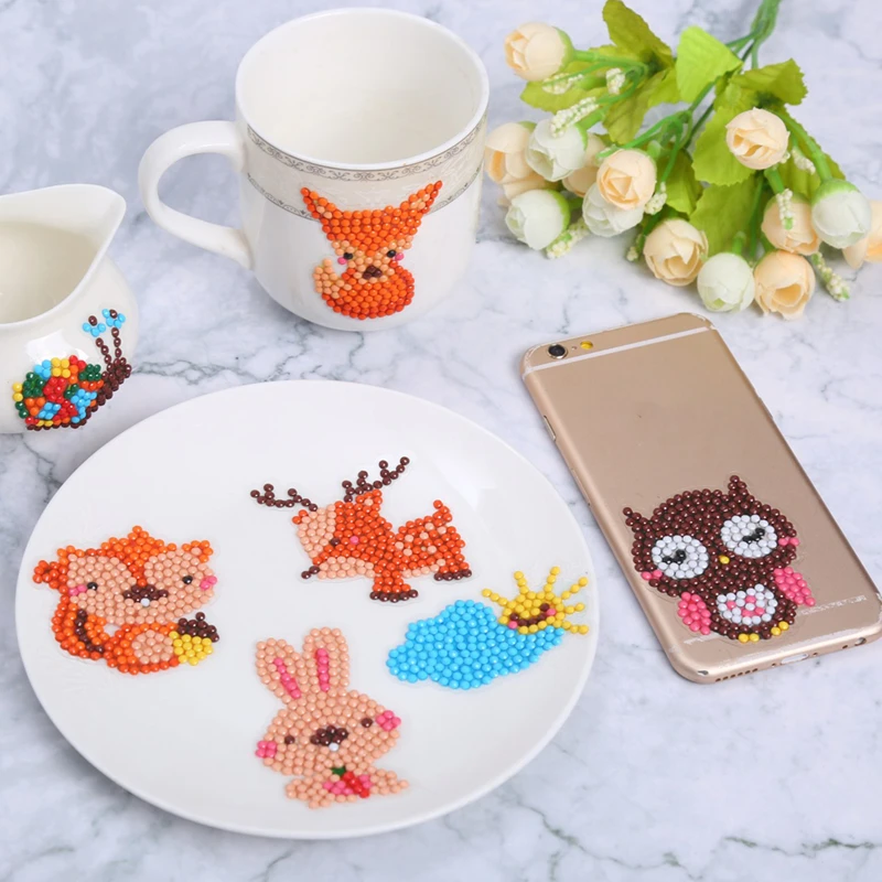 9 шт./компл. Дети DIY алмазная живопись мультфильм Животные Детские бриллиантовые наклейки, игрушки в подарок на день рождения телефона Кубок украшения Art Наклейки
