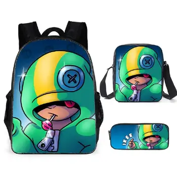 

Hot Game Schoolbag 3PCs/Set Children's School Backpack Kids School Bags Cartoon Spike Shelly Leon Teenagers Book-Bags Set