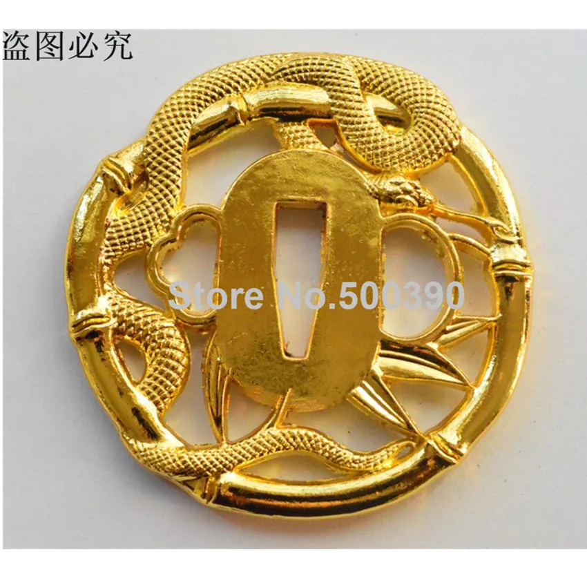 Чудесная змея Tsuba W из сплава золотого цвета для японских самурайский меч катана |