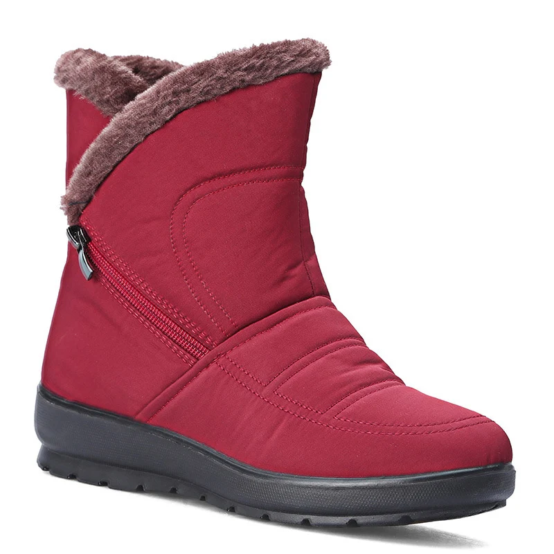 Г.; большие размеры; зимние сапоги; женские ботинки; зимняя обувь; женские зимние сапоги с плюшевой подкладкой; Botas Mujer; водонепроницаемые - Цвет: Красный