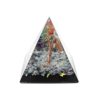 

Orgonite Pyramid Muladhara Chakra Life Tree Natural Crystal Repel Evil Spirits Pyramid Decoration Process Resin Gift
