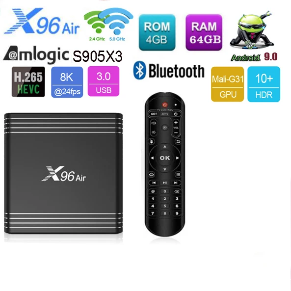 X96 air 5 шт. Amlogic S905X3 Android 9,0 ТВ-приставка четырехъядерный 2,4& 5G двойной Wifi BT Поддержка 8K медиаплеер X96 Air Max 4 Гб Ram 64 Гб Rom - Цвет: 4G 64G