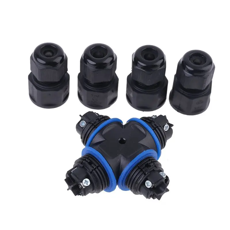

IP68 4 PIN led Industrial electrical screwless waterproof connector 4Pin cable T Straight Shape Outdoor Lighting Connectors