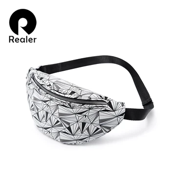 

REALER waist bag women geometric fanny pack female chest belt bag for phone purses card holders