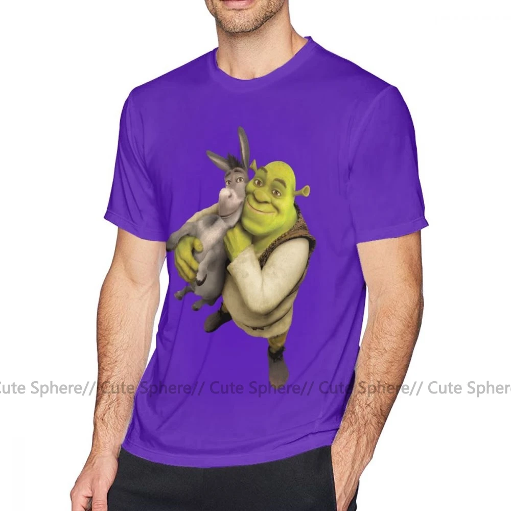 Shrek футболка Shrek And Donkey Футболка Модные мужские футболки 6xl потрясающая хлопковая Футболка с принтом и коротким рукавом - Цвет: Purple