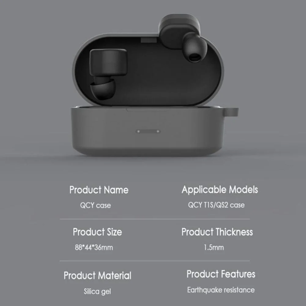 Простой силиконовый чехол для наушников подходит беспроводных QCY T1S/T2C bluetooth QS2
