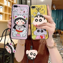 Мультяшный складной кронштейн ремешок чехол для телефона костюм для iPhone 11 Pro Max 6 6s 7 8 Plus X XR XS XSMAX Crayon Shin-chan Chi-bi Maruko