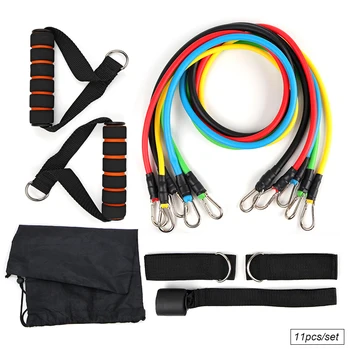 

11pcs / set of rope fitness exercise resistance tube pedal exerciser yoga training body exercise strengthen muscle