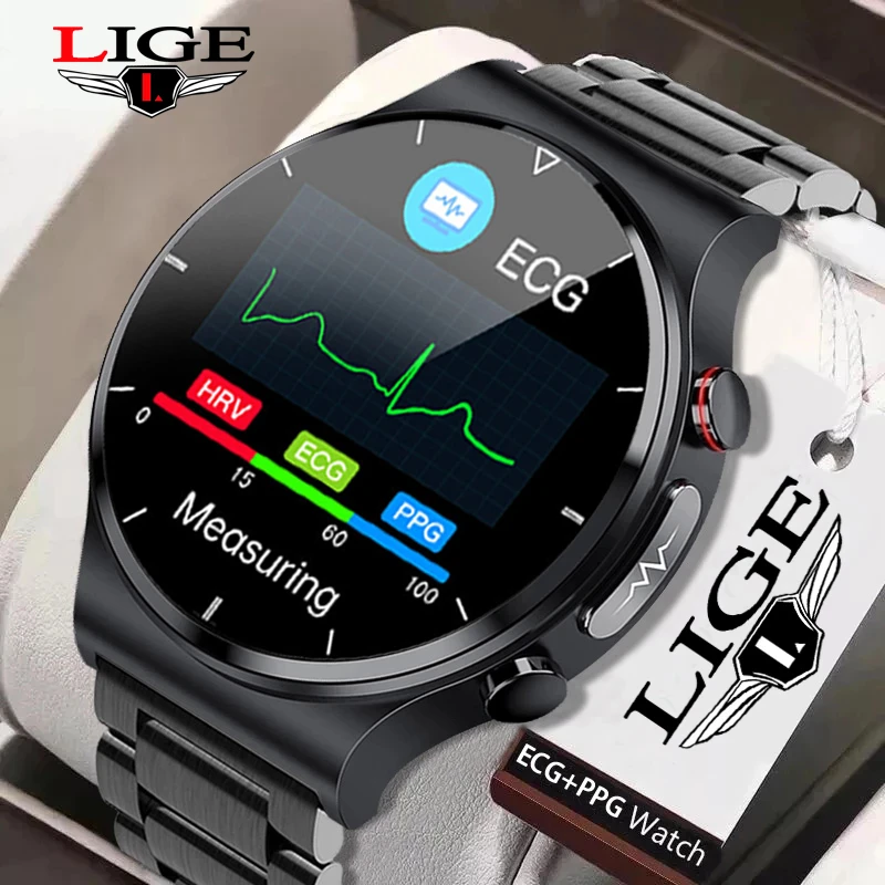 LIGE 2022 ECG+PPG Smart Watch Men Blood Pressure Heart Rate Watches IP68 Waterproof Fitness