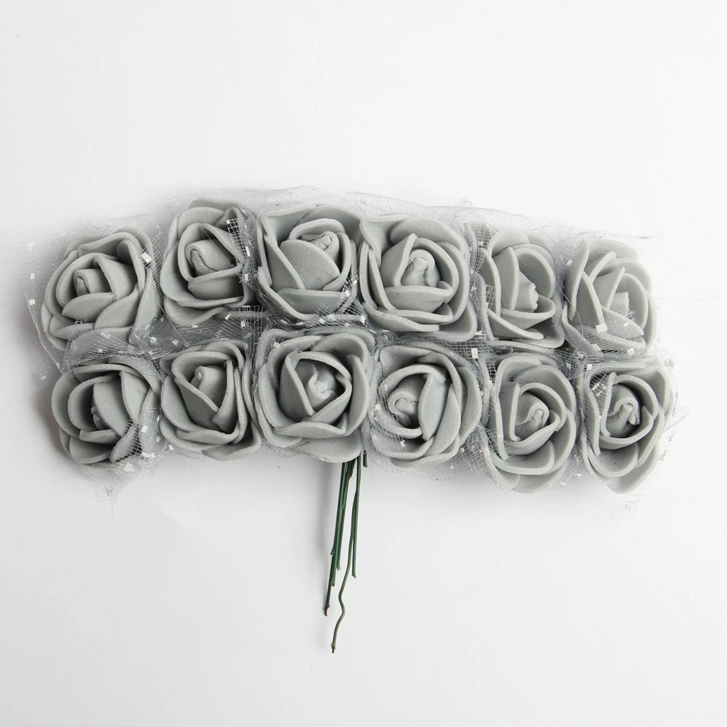 144 Pieces Artificial Miniature Foam Rose Flower Wedding Bridal Bridesmaid Bouquet Engagement Anniversary DIY Craft Decoration 