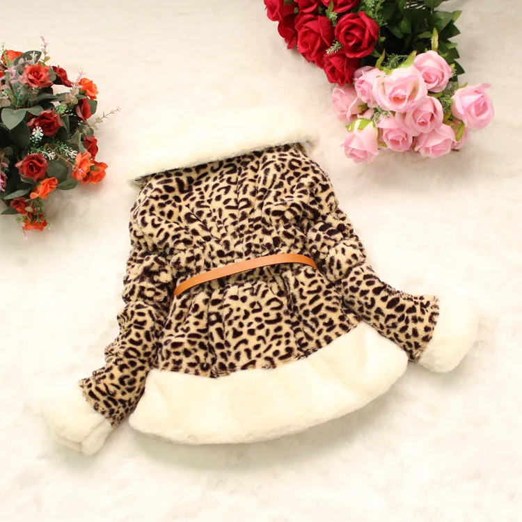 Осенне-зимняя новая стильная меховая хлопковая стеганая одежда с леопардовым узором шерстяной свитер для девочек детская одежда с