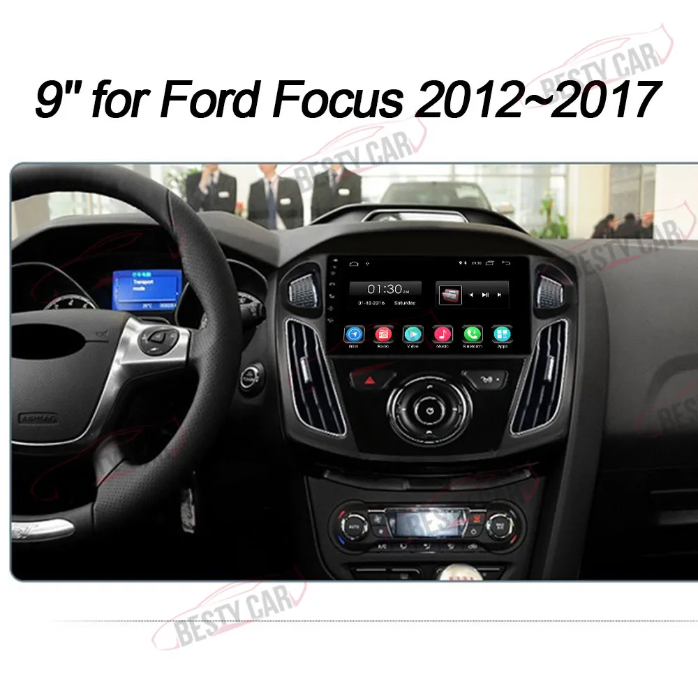 Top 9" Android 9.0 Car Multimedia Player Stereo Radio GPS for Ford Focus 2012~2017 Navigation 2.5D+IPS Bluetooth WIFI A2DP DVR 1