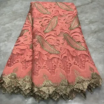 

Pink Tulle French Lace with Rhinestones African Lace Fabric 2020 High Quality Embroidery Mesh Lace Materials for Dress Party