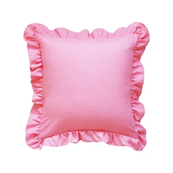 

45x45cm Pink Pillow Case Cushion Cover Flounce Pillowcase Stringy Selvedge Pillow Cover CY