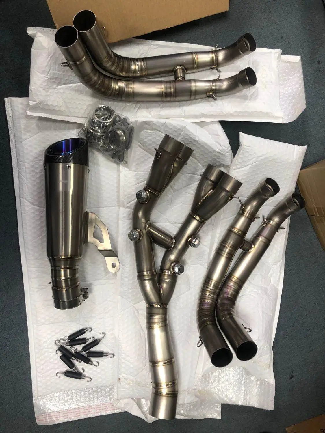 Full System Slip On For BMW S1000RR 2020 2019 Titanium Alloy Motorcycle Exhaust Escape Front Mid Link Pipe Carbon Fiber Muffler